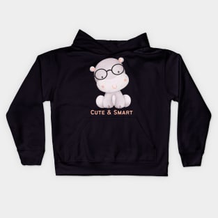 Cute and Smart Cookie Sweet little hippopotamus in glasses cute baby outfit Kids Hoodie